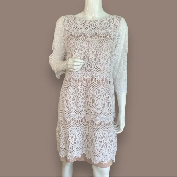 Jessica Howard | Dresses | Jh Jessica Howard 34 Sleeve Boat Neck Lace Dress  Womens Size 2 | Poshmark